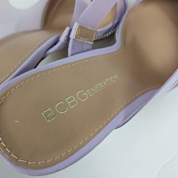 NWOT BCBGeneration Lavender Hunnie Vinyl Strap Stiletto Mule Size 7.5 - Picture 8 of 10